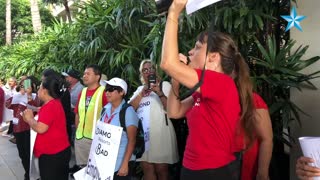 Union workers rally at Modern Honolulu hotel