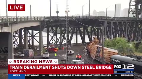 Portland Oregon..Train derailment shuts down Steel Bridge DEI In The House...