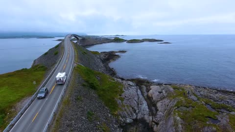 atlantic ocean road aerial footage norway