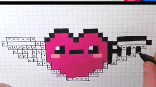 how to Draw Kawaii Heart - Hello Pixel Art by Garbi KW #shorts