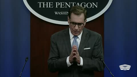 Pentagon Press Secretary John F. Kirby briefs the news media at the Pentagon