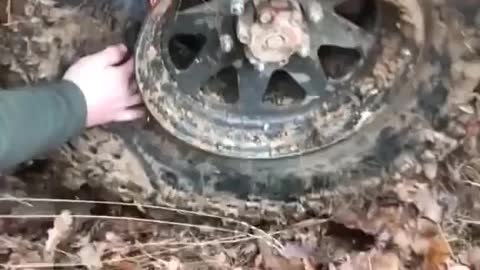 Look how a tire inflates in the middle of nowhere