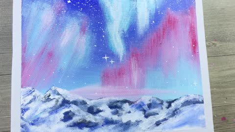Northern lights, acrylic painting for beginners