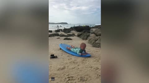 This cute toddler can grow into a great surfer