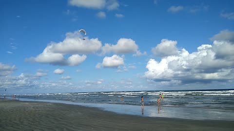 Paramotor flight coastal beach Brazil