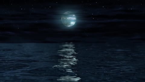 Full Moon Reflection over the Sea 4K Relaxing Background