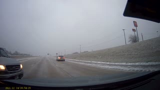 Icy Road Causes Truck Sliding Trouble