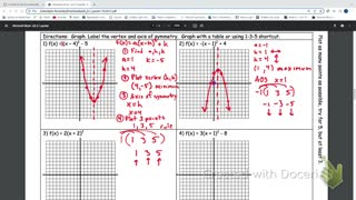 IM2 Alg2 Traditional 5.1 Graph quadratics in vertex form