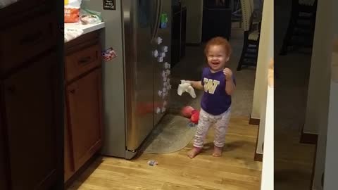 What happens when baby opens fridge