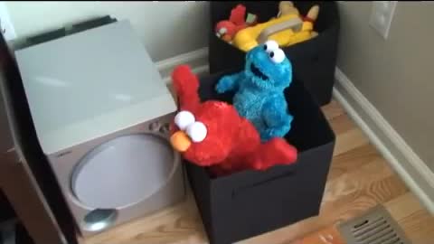 Elmo and Cookie Monster Toys Having a Great Time Together