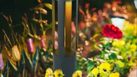 Solar Powered LED Lawn Light Outdoor Cylinder Garden Pathway Lamp Waterproof
