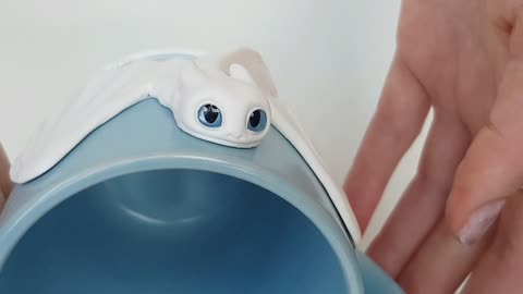 Mug Light Fury from How to Train Your Dragon. White dragon "Daynushka" on a blue cup by AnneAlArt