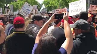 June 10 2017 Seattle 1.2 Antifa throws glitter bomb at march against Sharia protestors