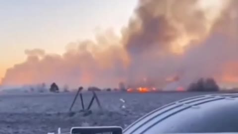 The flaming sunset with the flaming positions of the Armed Forces of Ukraine