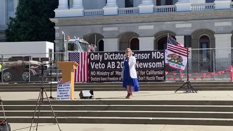 Dr. Sally Priester At the sac Capitol for the freedom of speech rally.