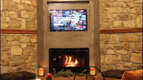 Modern, Rustic Fireplace Video with Crackling Fire Sounds for Relaxation and Ambiance - 8 Hours