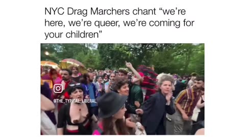 NYC DRAG MARCHERS CHANTING "WE'RE HERE, WE'RE QUEER, WE'RE COMING FOR YOUR CHILDREN