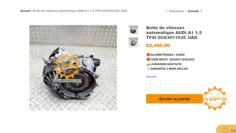 AEPSPIECES.COM - Boite de vitesses automatique AUDI A1 1.5 TFSI 0CG301103C UAG