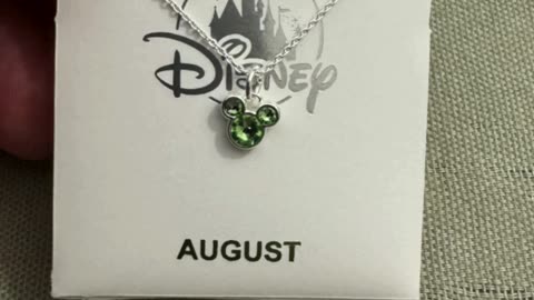 Disney Parks Mickey Mouse August Faux Peridot Birthstone Silver Color Necklace #shorts