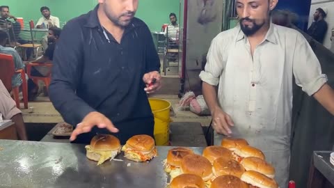 "Karachi's Famous Double Bun Kabab A Special Egg Shami Burger Pakistani StreetFood"