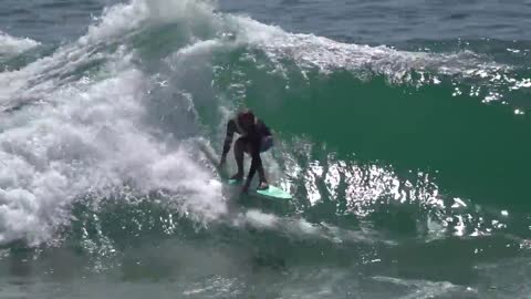 Surfing and Skimboarding WEDGE on massive HIGH TIDE