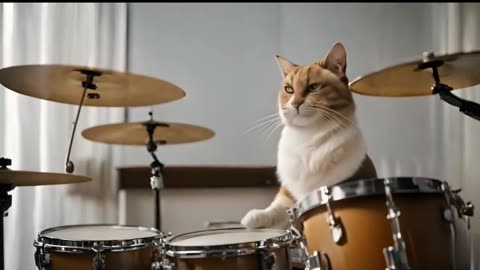 Drumming cat / Blind cat playing drums