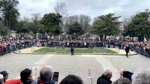 Thousands at "The Père-Lachaise cemetery in Paris" to pay their respects to "Luc Montagnier"
