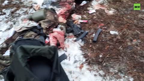 Az FSZB felvételei egy ukrán szabotázscsoport felszámolásának helyszínéről a brjanszki területen.