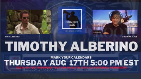 Tune in tomorrow 5pm Eastern for our special guest Timothy Alberino