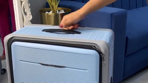 Hard Case Suitcase Eight Wheel Foldable Trolley Bag with TSA Lock- Blue Grey