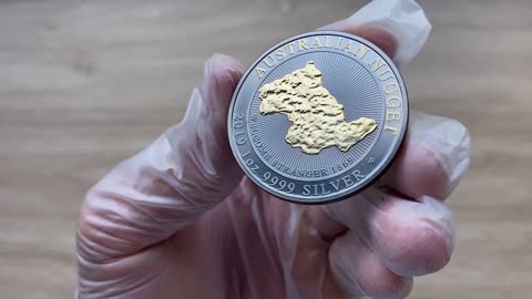 Welcome Stranger 2019 Australian Nugget Black Ruthenium & 24karat gold gilded 1oz Silver Coin