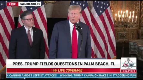 President Trump And Speaker Johnson Give Joint Remarks In Palm Beach, Florida - 4/14/24..