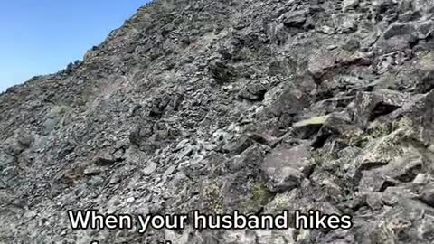 When your husband hikes faster than you so you dress like a highlighter so he can find you