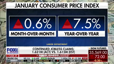 US inflation hits new high of 7.5% in Jan 2022.