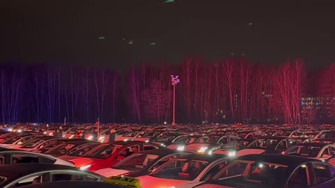 687 Teslas Gather to Put on a Lightshow