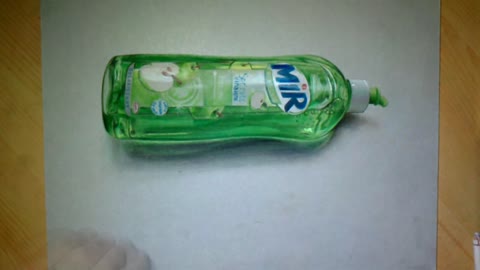 Drawing time lapse: Realistic bottle of dishwash liquid