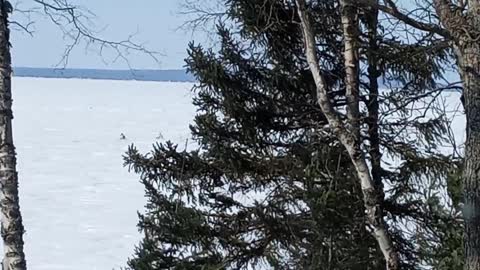 Riding on Lake Superior Ice