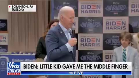Biden recounts an incident where a young child gestured at him with a raised middle finger