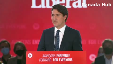 Justin Trudeau Speech at the Liberal HQ in Montreal after elected for his 3rd term as Prime Minister