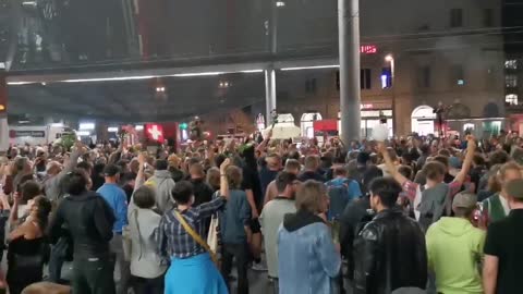 A Large protest is underway against COVID restrictions in Bern, Switzerland.