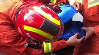 Firemen Remove Potty From Young Boys Head After Prank