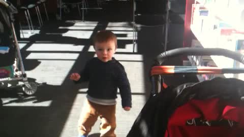 Boy was learning how to walk on his own