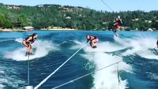 Collab copyright protection - group wakeboarding friend crash fall