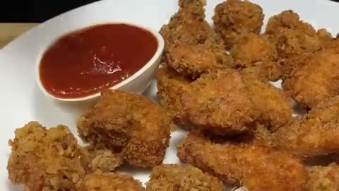Delicious Homemade Chicken Popcorn with Tangy Ketchup Dip