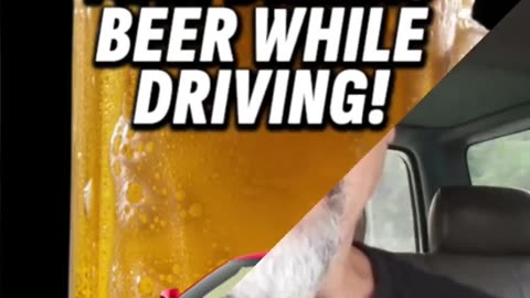 MAN DRINKS BEER WHILE DRIVING!