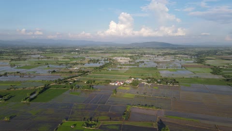 Beautiful drone footage of the many rice fields of Northern Thailand