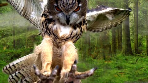 Owl bird flying