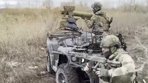 A mobile anti-tank group of the Airborne Forces on all-terrain vehicles