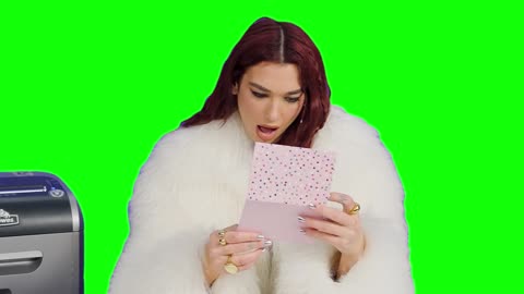 Green Screen Dua Lipa Reading a Question and Shredding It Meme