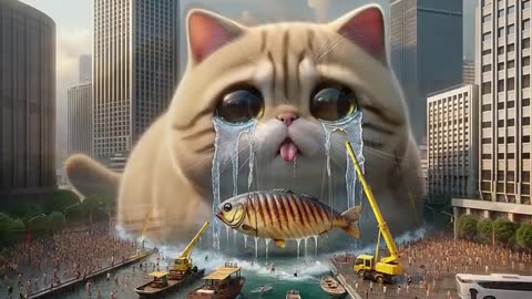 Giant cat can't stop crying! #cat #giant #ai